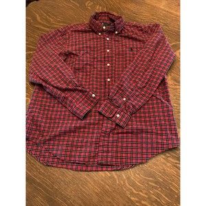 Ralph Lauren Shirt Oxford Button Down Mens XL Red Check Long Sleeve 0197